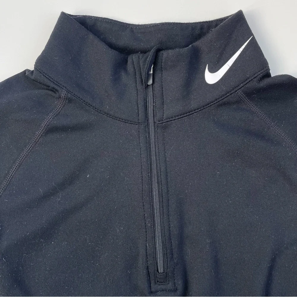 Nike Dri-Fi Women's Black Quarter Zip Pro Combat Fitted Long Sleeve Size Large